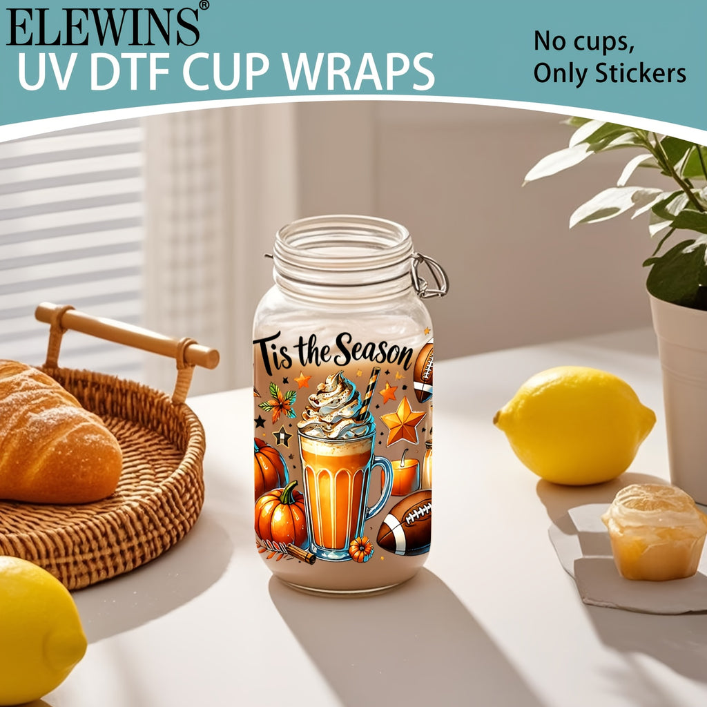 Set of 5 Seasonal Fall UV DTF Wrap Transfer, Designed to Be Waterproof And Scratch-Resistant, Ideal for Tumblers And Bottles. Suitable for 16 Oz And 40 Oz Cups, Mugs, And Various Crafts, Making Them Perfect for Gifts, Party Decorations