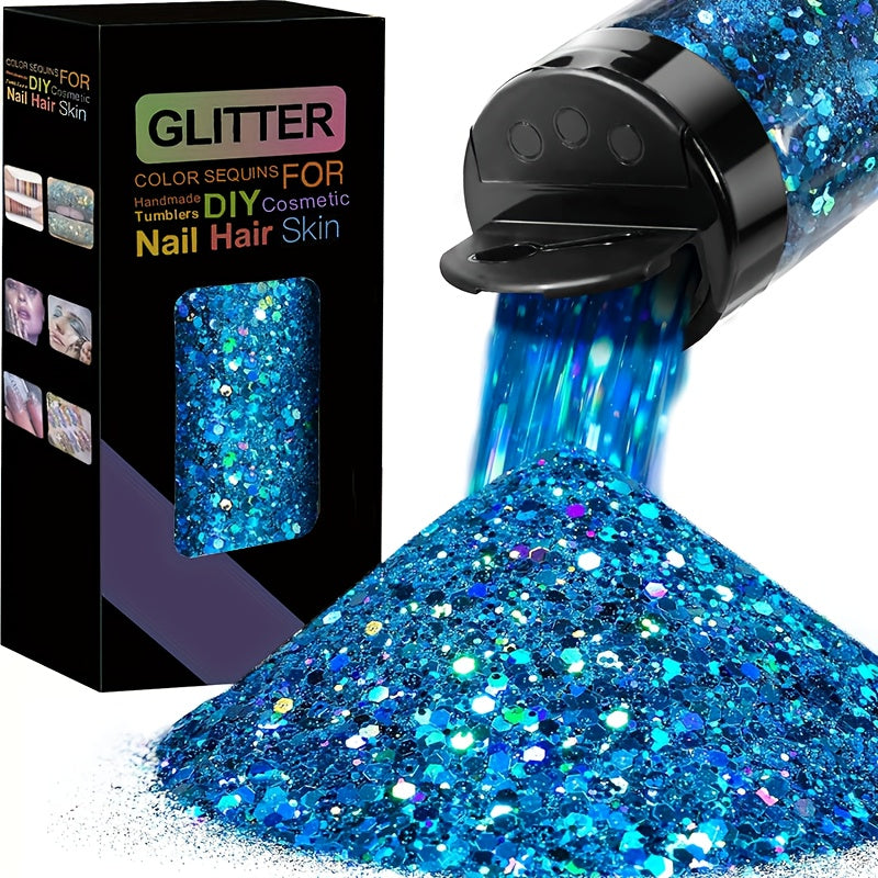 Blue Glitter Powder Give Glitter, Glitter, Craft Glitter Resin Gift Eyeshadow, Holographic Glitter Glitter, Suitable for Crafts, Tumbler Candle Art Crafts, St. Patrick'S Day Decoration,Mardi Gras,Carnival,Carnaval,Carnevale,Karneval, Carnival