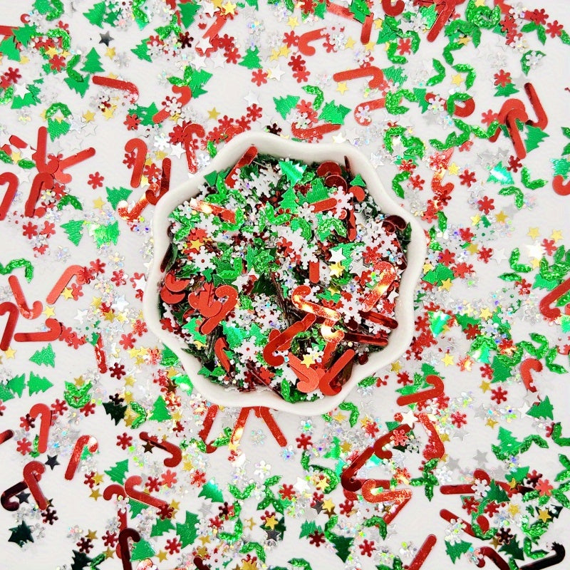 20g Festive Glitter Sequins - Christmas Tree, Snowflakes & More - Perfect for DIY Jewelry, Nail Art & Holiday Crafts