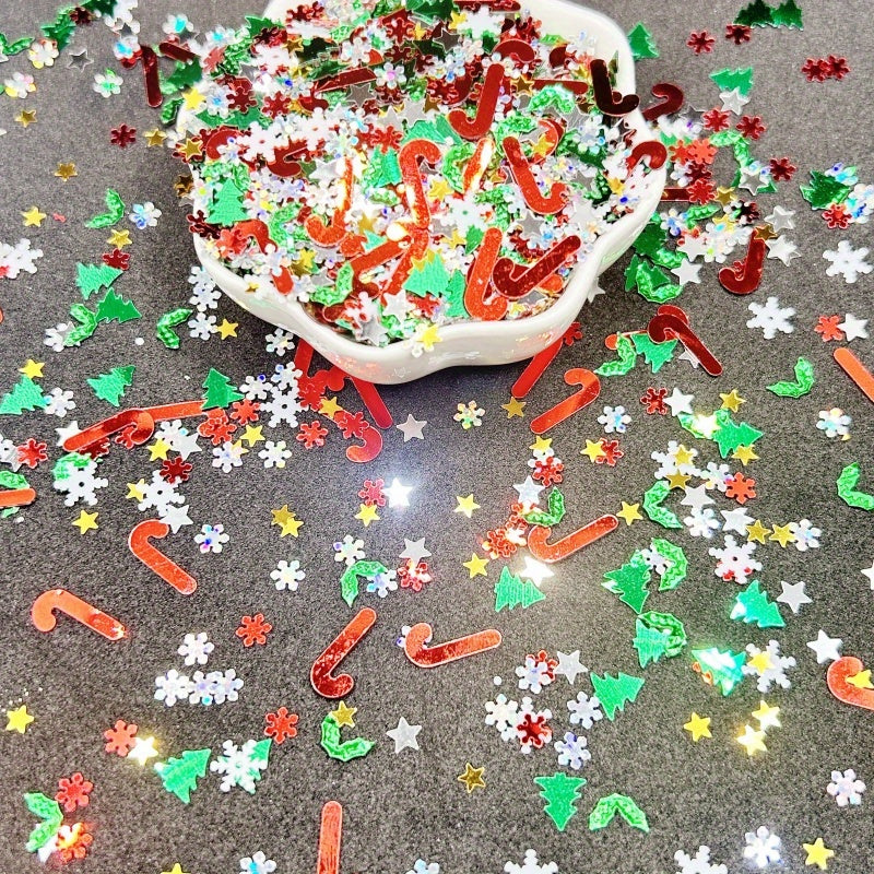 20g Festive Glitter Sequins - Christmas Tree, Snowflakes & More - Perfect for DIY Jewelry, Nail Art & Holiday Crafts