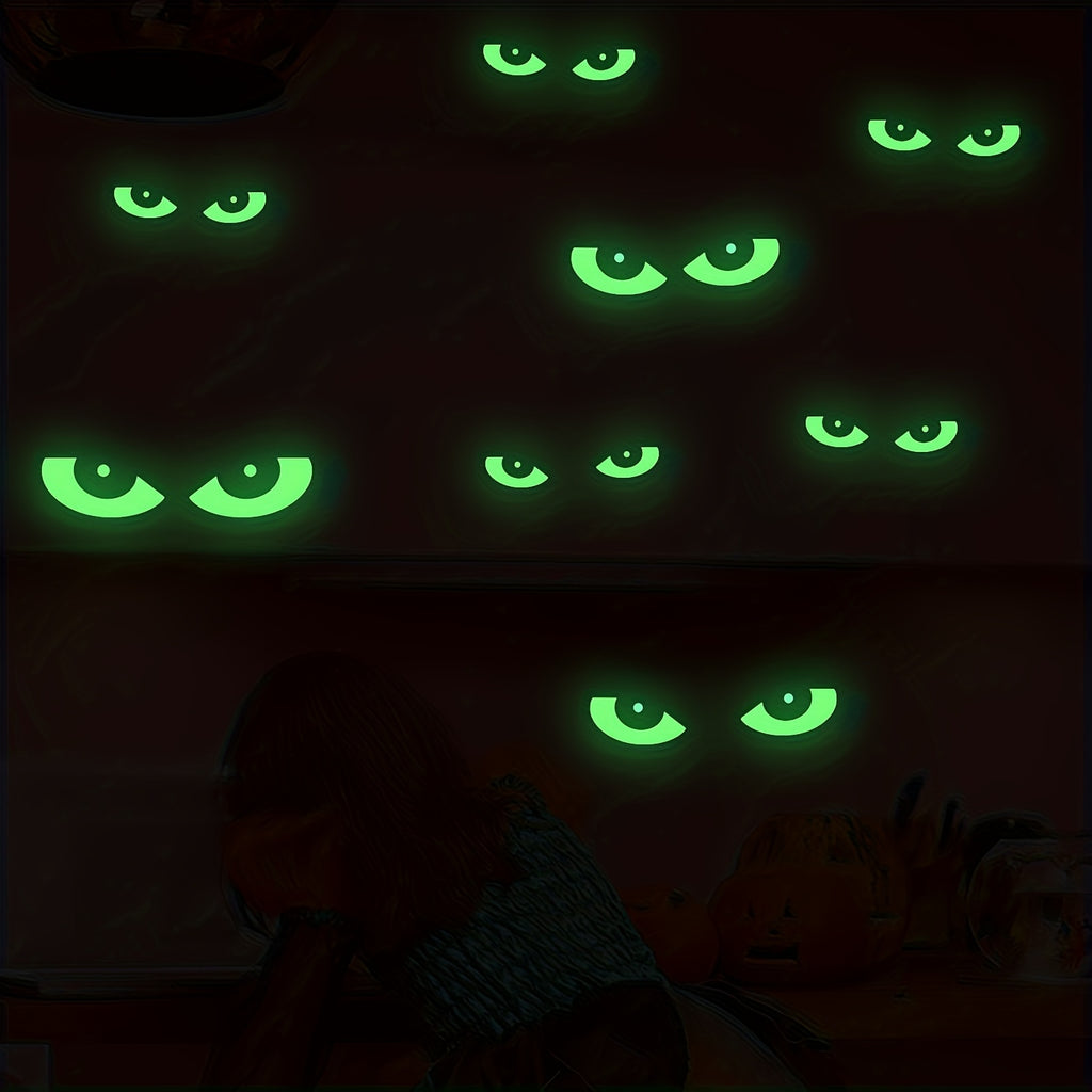 8 Pairs Glow-in-the-Dark Window & Wall Stickers Suitable for Windows and Walls - Activated Glow, Removable Fluorescent Decals, PVC Glow for Nighttime Visibility, & Stick Application