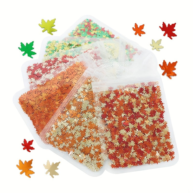 Maple Leaf Glitter Powder, Pumpkin Orange Holographic Laser Resin Flakes for Resin Filling, Epoxy Resin Filler, Autumn/Christmas Nail Decorations