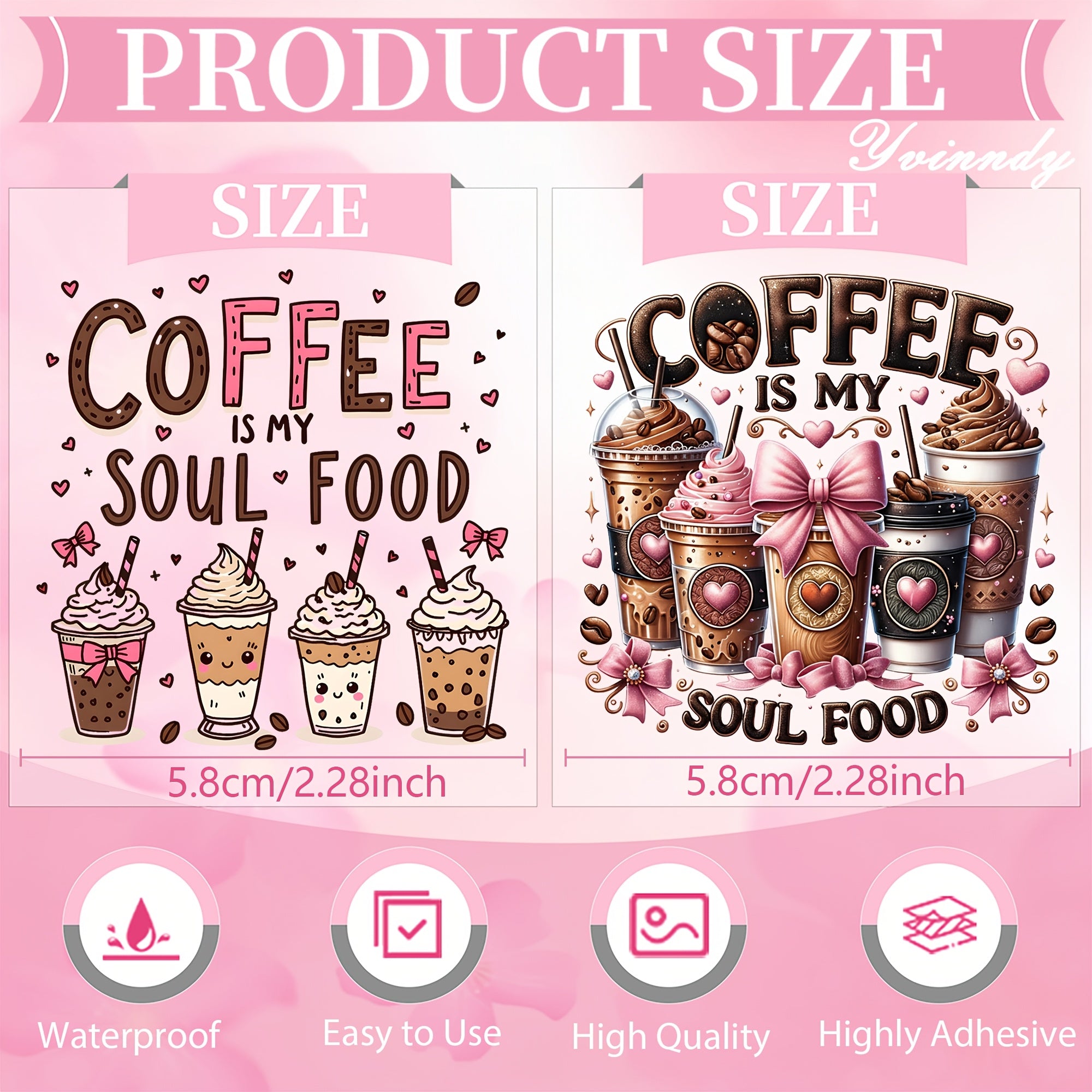 Set of 12 Valentine'S Day Coffee-Themed Light Beige Tumblers with Decorative Transfer Paper, Featuring UV DTF High Self- Wraps for Cup Decoration