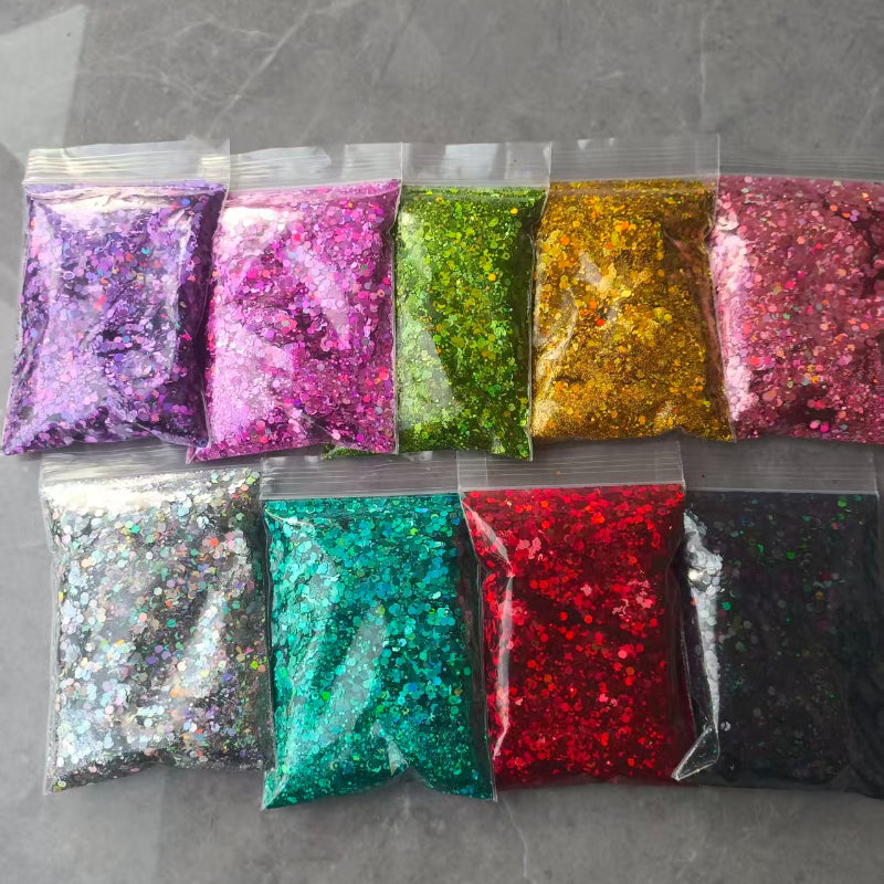Holographic Hexagonal Holographic Glitter Resin Flash Set, DIY Handmade Decoration, Bright Color Epoxy Resin Filling, Handmade Dyeing, Festival Decorations, Crafts and Jewelry Making - Multiple Colors to Choose From, Craft Flash | Holographic Effect