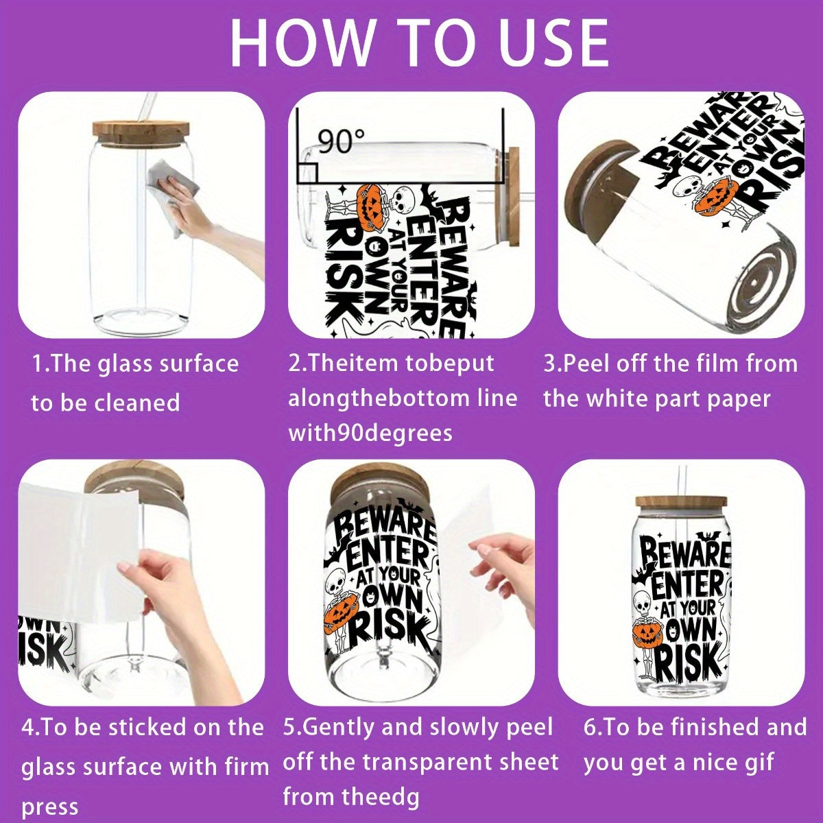 Five Sheets of Fun Halloween UV DTF Transfer Paper That Is Waterproof And Scratch-Resistant, Ideal for 16Oz Cups, Bottles, And Home Decor. This Halloween Transfer Paper Is Perfect for Craft Projects