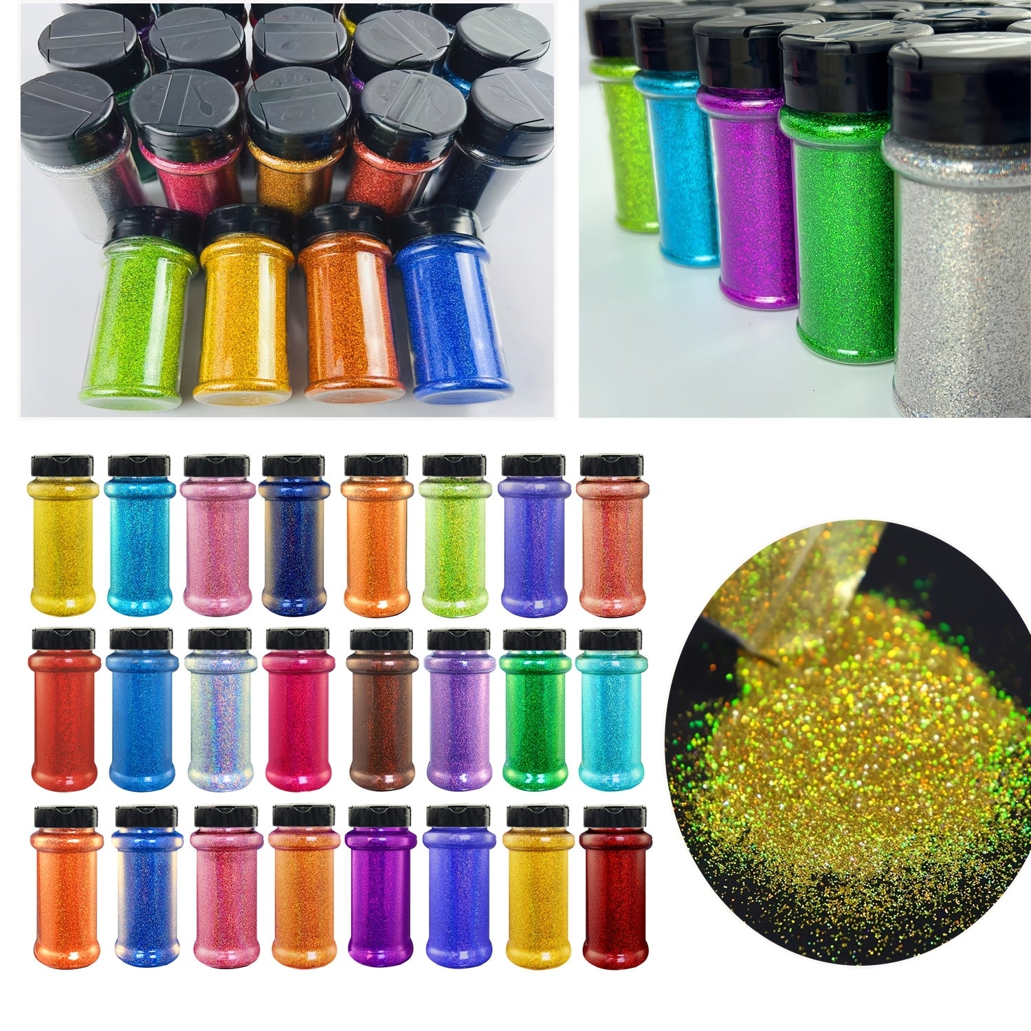 Ultra Fine Holographic Glitter Powder — 24 Colors