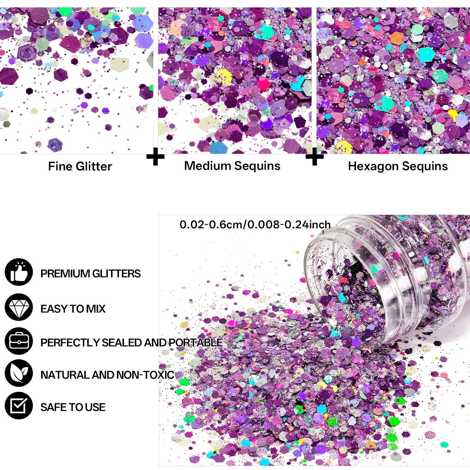 Available In 15 Colors/ 1oz Per Bottle. These Mixed-size Chameleon Glitter Flakes Are Ideal for Handmade Crafts And Decorative Projects, Making Them A Great Choice for Creating Mugs, Holiday Gifts, Small Accessories, And Keychains.