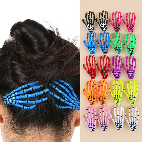 8pcs for halloween Skull Hand Hair Clip - A Spooky Party Hair Accessory with a Bone Design, Suitable for Halloween Costumes, Everyday Wear, And Themed Events. A Vibrant for halloween Accessory for Cosplay Enthusiasts. Random Color