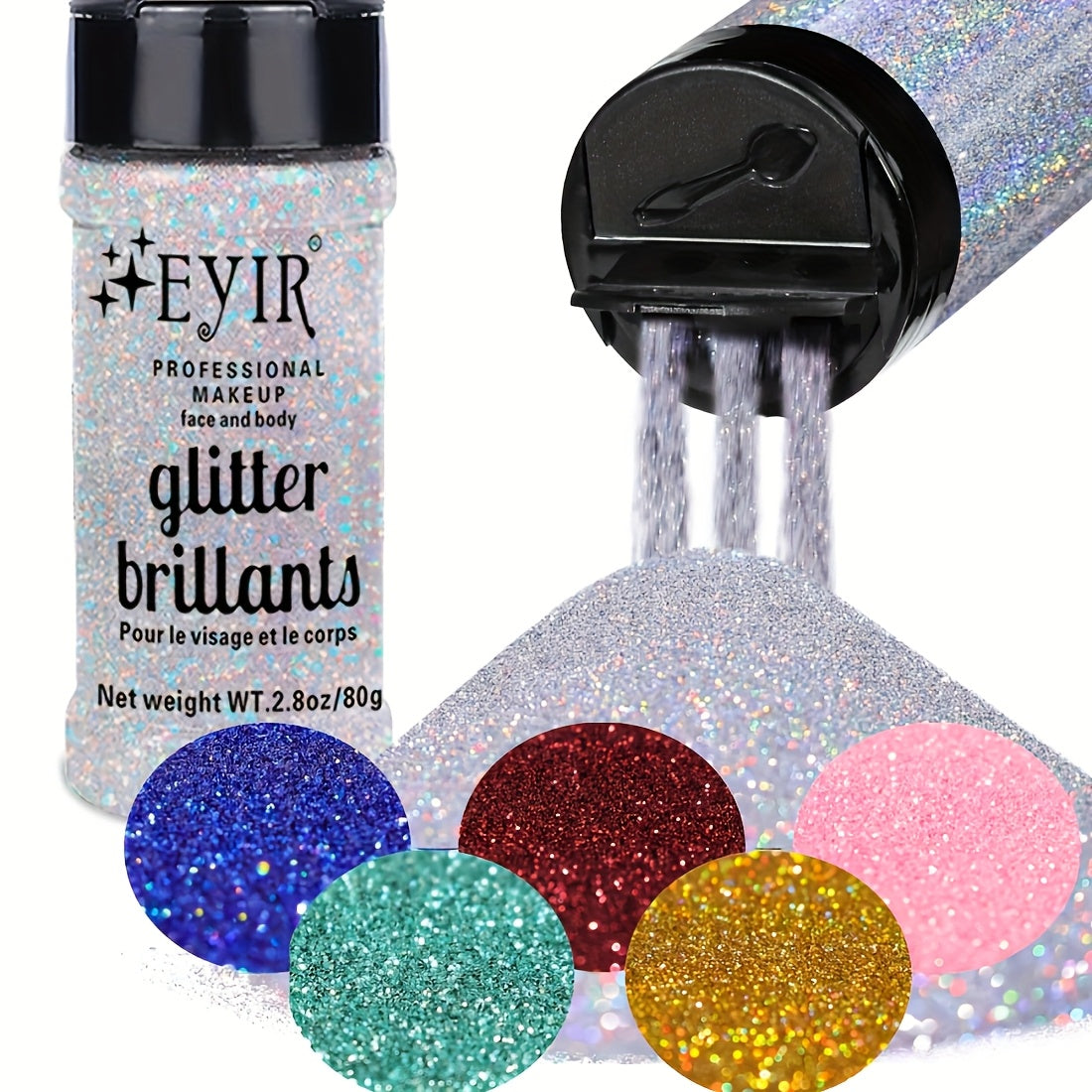 6-color 80g Fine Glitter Powder Shaker Bottle, 6-color Bright Glitter Powder, Sequins for Resin Crafts, Sequins for Body Makeup Handicrafts Decoration DIY Art, Suitable for Resin Art, Nail Art Design, Body Makeup, Hair Creation And DIY Handicrafts.