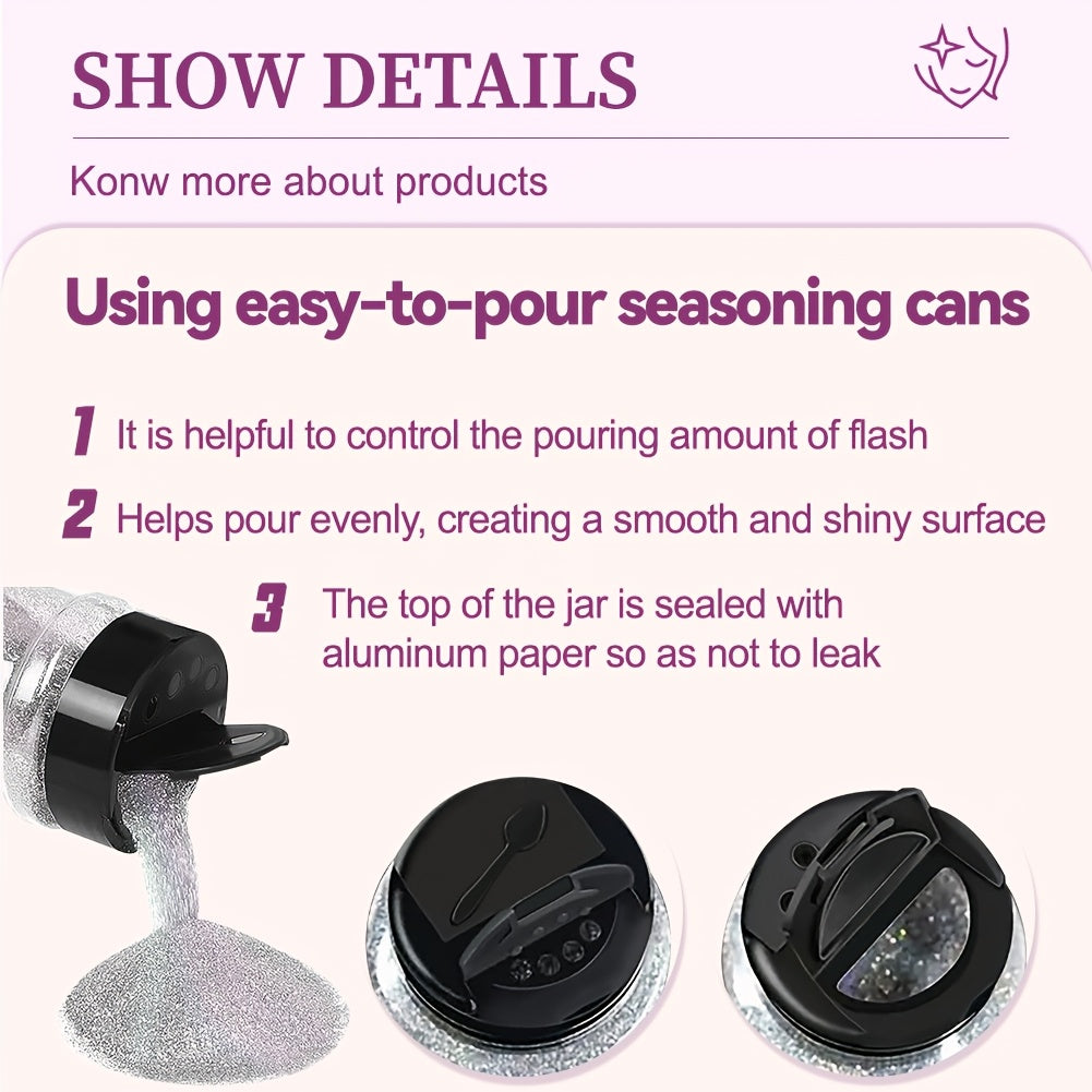 YTRUNS Sparkling Glitter Powder, 80g - Holographic Ultra-Fine Shimmer in Coral & Vibrant Colors for Resin Art, Nail Design, Body Makeup, Hair Styling & DIY Crafts
