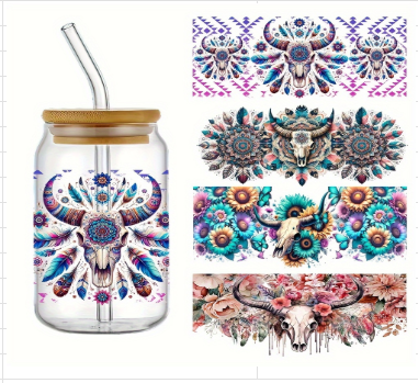 Boho Bull Skull Tumbler Wrap & Glitter Bundle | Twisted Teal
