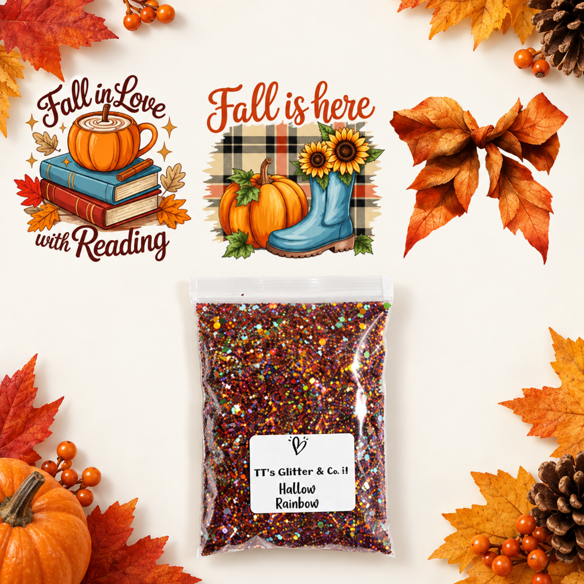Fall Reading & Autumn Bow Wrap + Hallow Rainbow Glitter