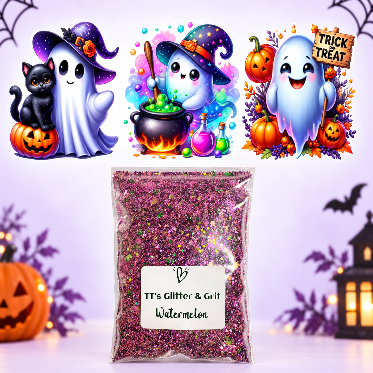 Witchy Ghost Trio Wrap + Watermelon Glitter Bundle