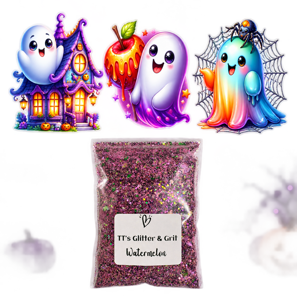 Haunted House Ghost Trio Wrap + Watermelon Glitter Bundle