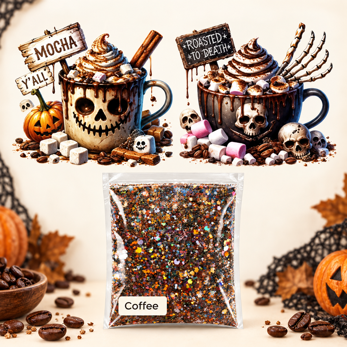 Mocha Y’all & Roasted to Death Wrap + Coffee Glitter Bundle