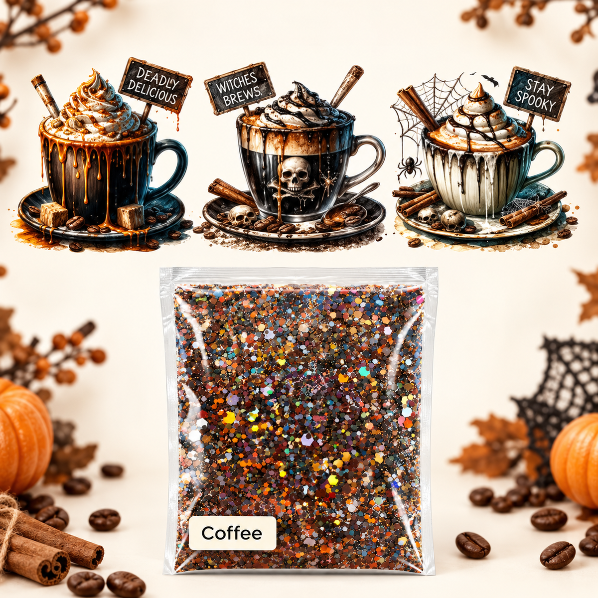 Witches Brew & Stay Spooky Coffee Wrap + Coffee Glitter Bundle