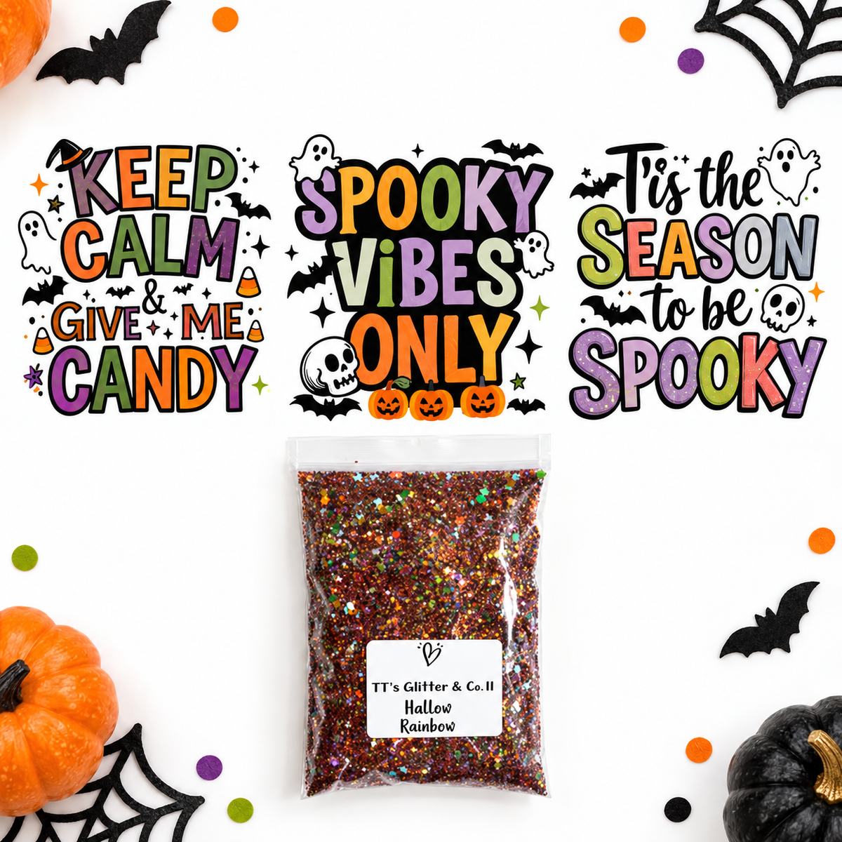 Spooky Vibes & Candy Wrap + Hallow Rainbow Glitter Bundle