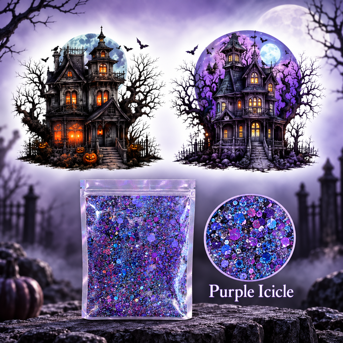 Purple Full Moon Manors Wrap + Purple Icicle Glitter Bundle