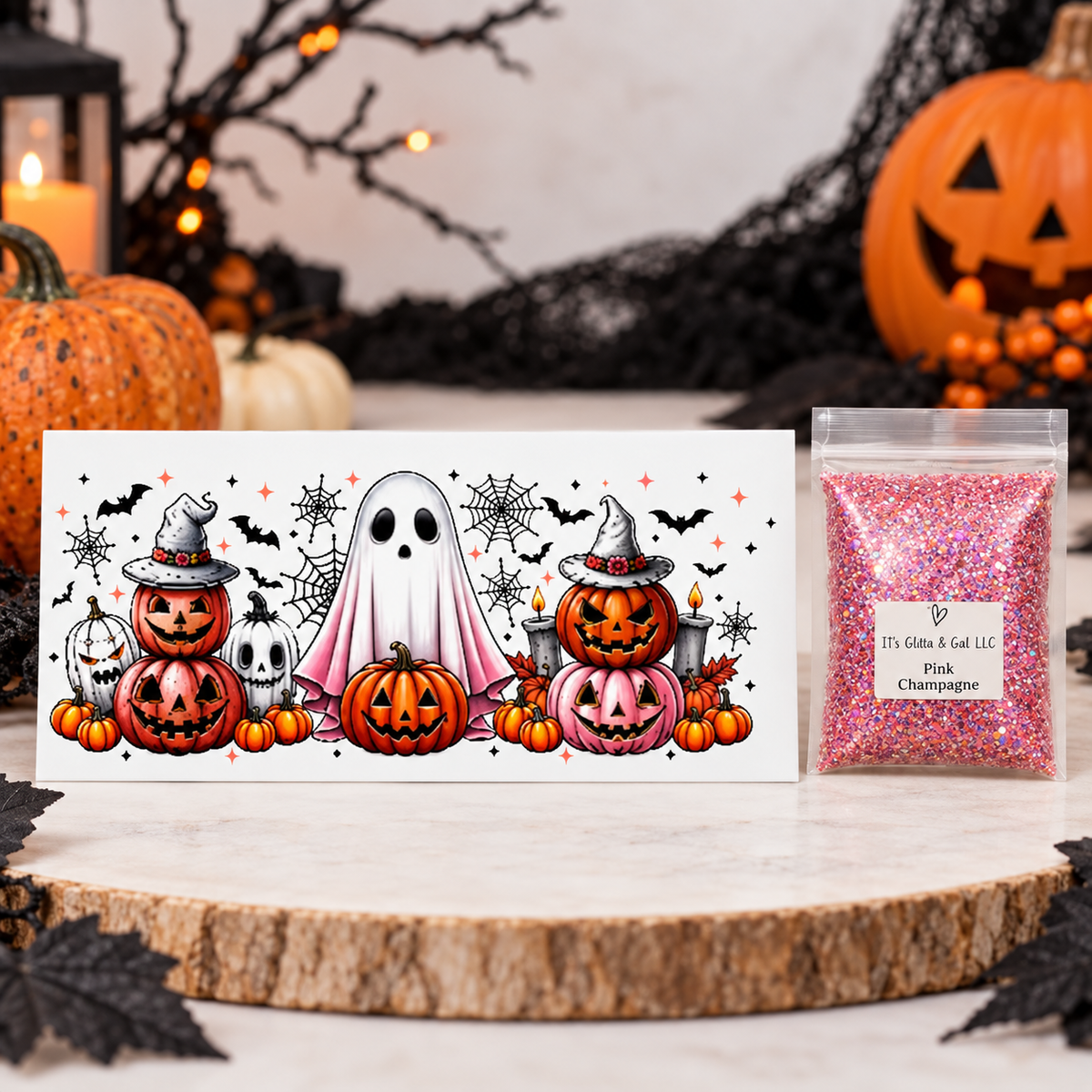 Pumpkin Patch Ghost Wrap + Pink Champagne Glitter Bundle