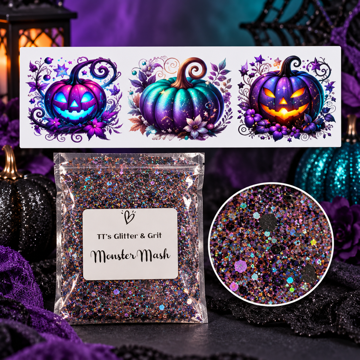 Neon Jack-O’-Lantern Wrap + Monster Mash Glitter Bundle