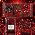 Black & Red Dripping Cherries Tumbler Wrap & Ruby Red Glitter Bundle