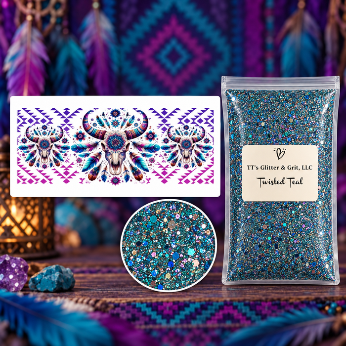 Desert Soul Mandala Tumbler Wrap & Twisted Teal Glitter Bundle