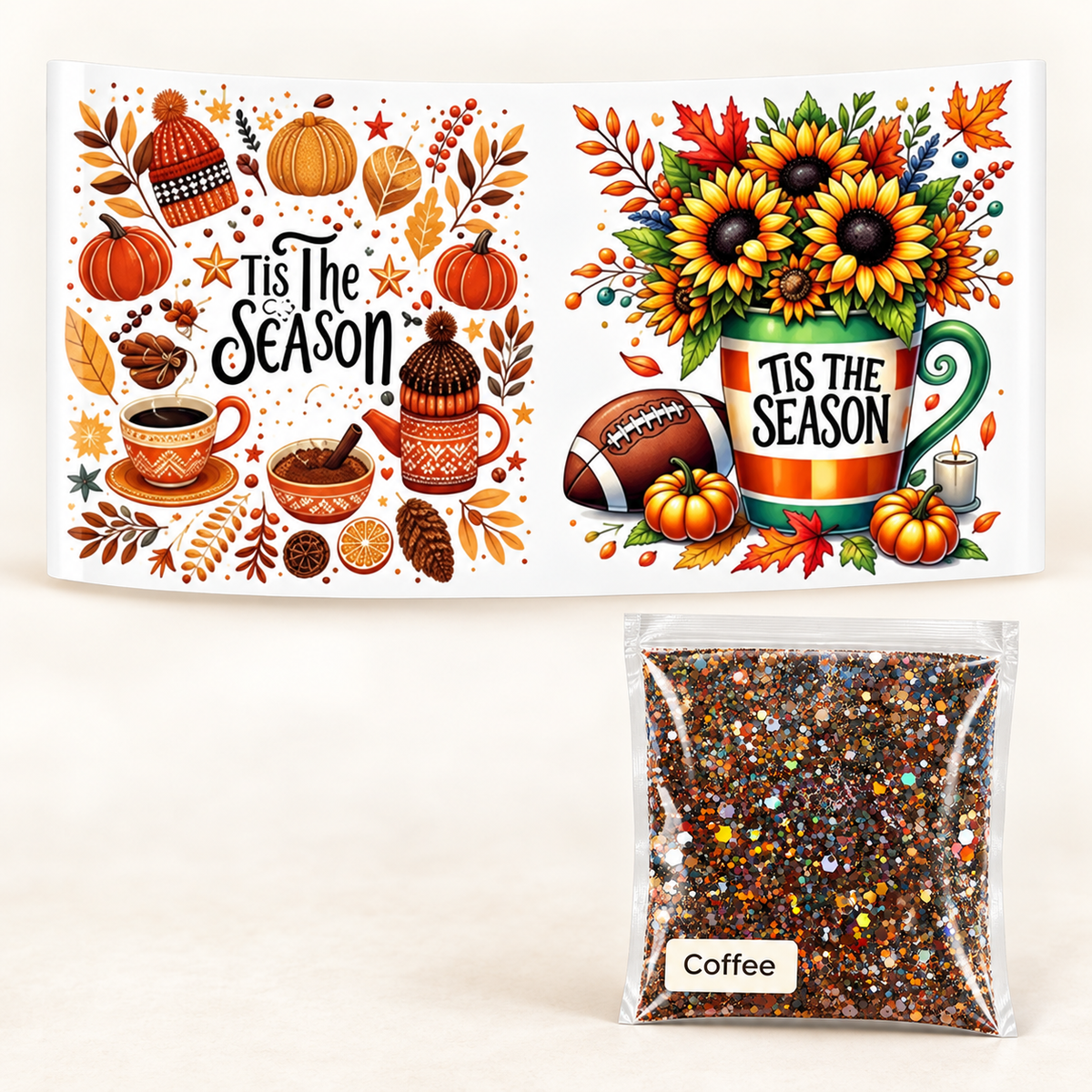 Cozy Fall Coffee & Football Wrap + Coffee Glitter Bundle