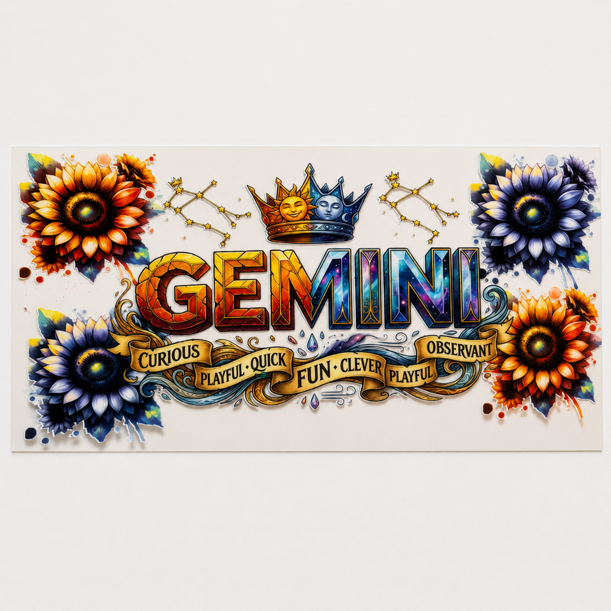 Gemini Zodiac Tumbler Wrap & Mars Burst Glitter Bundle