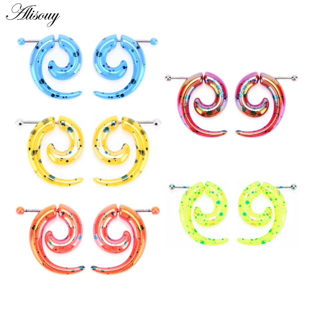 2pcs Hot Acrylic Cheater Fake Spiral Ear Taper Stretcher Expanders Gauge Tunnel And Plugs Earlobe Earring Piercing Body Jewelry