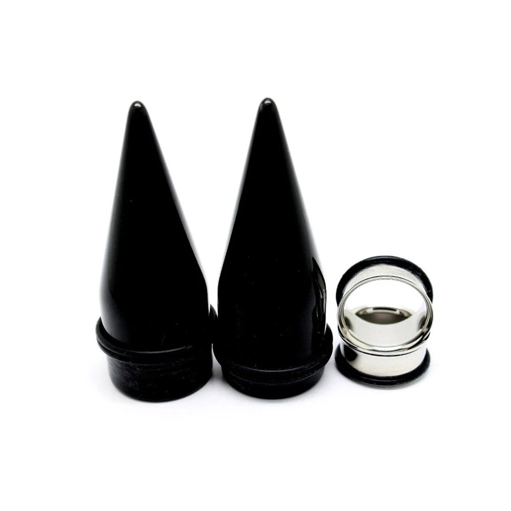 6pair Giant Size Stainless Steel Single Flared Tunnel & Acrylic Stretcher Ear Taper Kit Earring Gauge Plug Piercing Body Jewelry