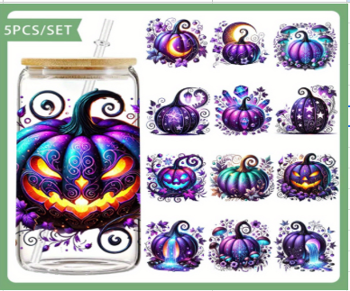 Purple Evil Pumpkin Tumbler Wrap & Glitter Bundle | Monster Mash