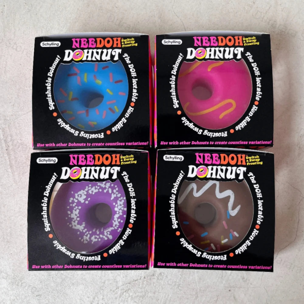 Schylling NeeDoh Dippin Dazzler Egg & Donut Squishy Cube Soft Squeeze Fidget Toy Stress Relief Sensory Toy For ADHD Focus Anxiety Relief Kids Adults Gift