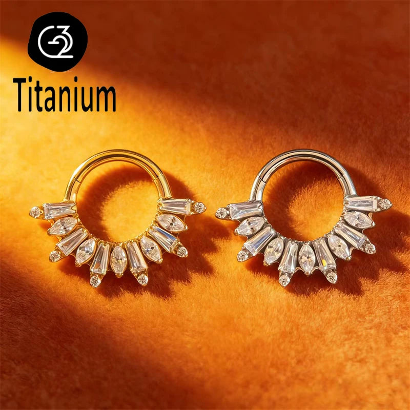 ASTM F136 Titanium High Quality Pierced Nose Ring Earring Jewelry Nose Septum Ear Cartilage Piercing Clicker Sexy for Woman Hoop
