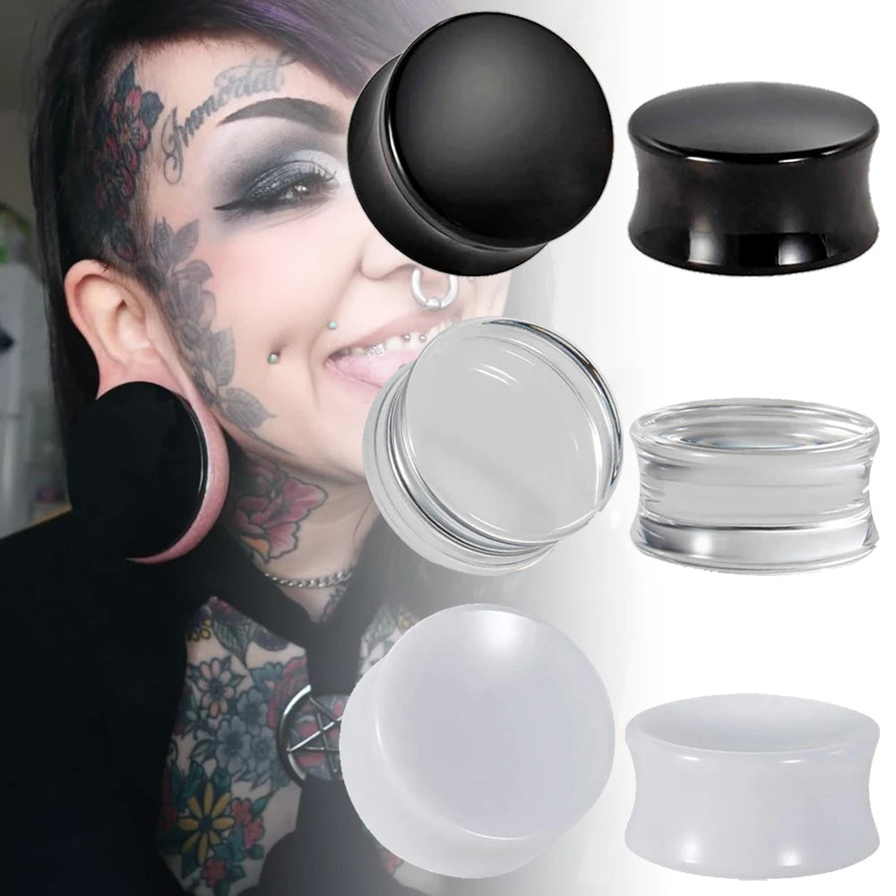 Pair 3-50mm Acrylic Solid Ear Plugs  Earing Large Big Gauge Tunnel Size Stretcher Saddle Flesh Tunnel Expander Body jewelry