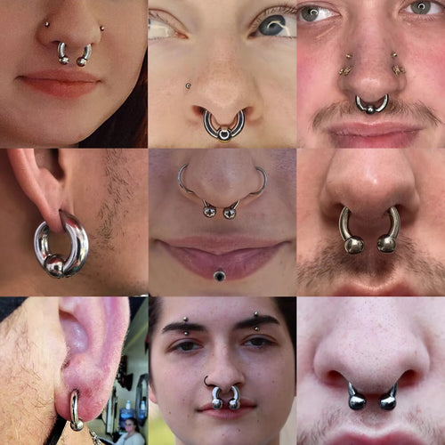 1PC 2/4/6/8G Steel Horseshoe Nose Ring Internal Threaded Large Size Earring Gauges Piercings Noses Ear Expander Septum Piercing