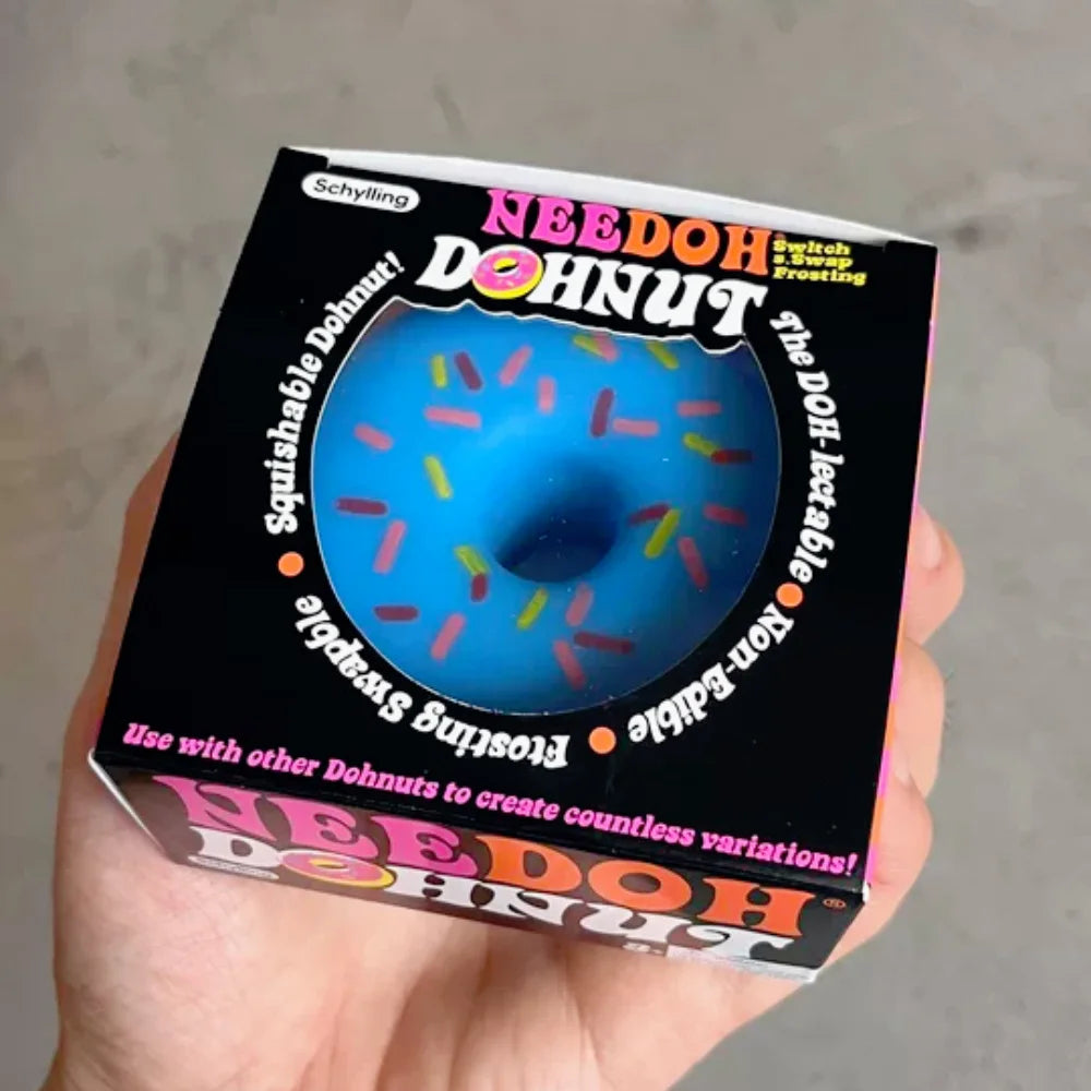 Schylling NeeDoh Dippin Dazzler Egg & Donut Squishy Cube Soft Squeeze Fidget Toy Stress Relief Sensory Toy For ADHD Focus Anxiety Relief Kids Adults Gift