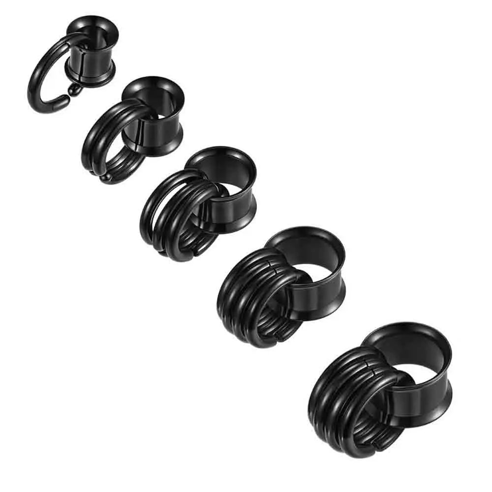 1 Pair of 316L Stainless Steel Hoop Earrings Ear Plugs Ear Drop Tunnel Hypoallergenic Ear Expander Piercing Body Jewelry 8-16mm