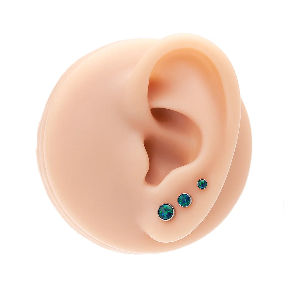 Opal Titanium Labret Studs 16G 1.2mm - Internal Thread Lip Ear Piercing Jewelry, 3/4/5mm Hypoallergenic Body Jewelry