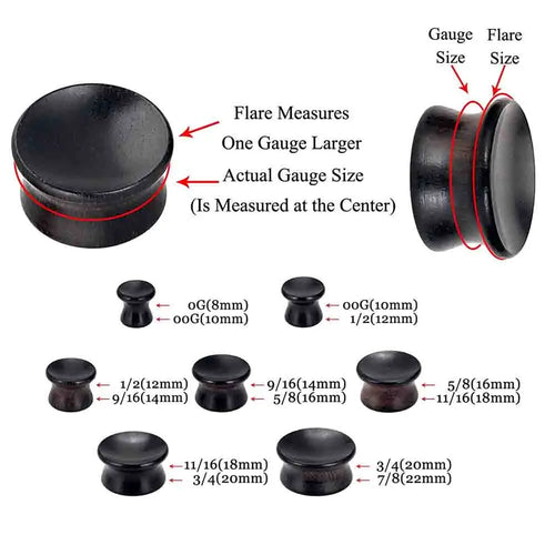 1/2/3Pair-Organic Wood Concave Ear Plugs-Saddle Ear Gauges Stretchers-Flesh Tunnels 0g-13/16"