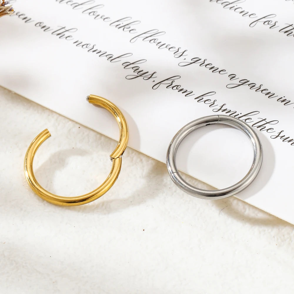 5/50PCS Wholesale ASTM F136 G23 Titanium Nose Ring Piercing lip ring Earring Diaphragm Clicker Tragus Body Jewelry 14G16G18G20G
