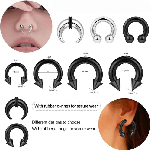 1 Pc of Stainless Steel Septum Pincher Tapers Stretching Kit C Shape Septum Piercing Jewelry Heavy Ear Gauges Earrings 8g-2g