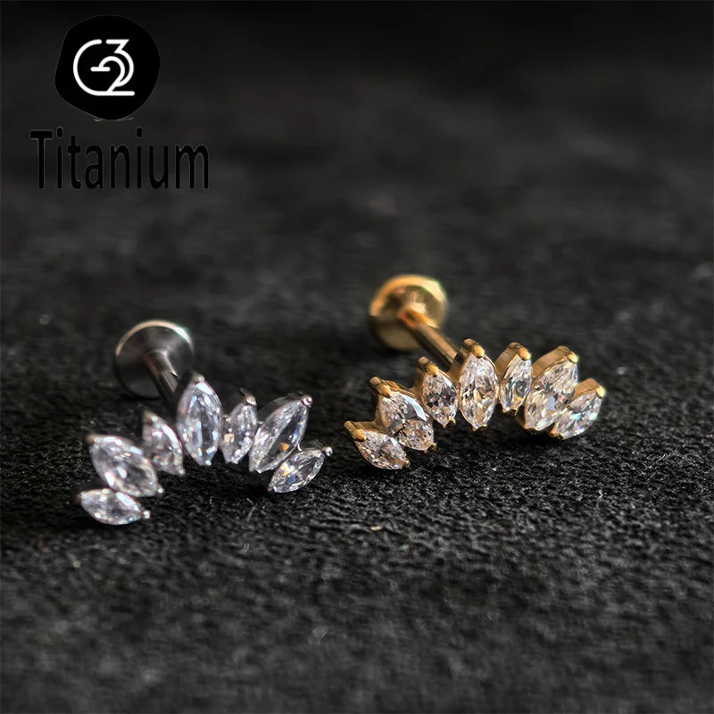 ASTM F136 G23 Titanium Piercing 16G Internal Thread Labret Earring Ear Cartilage Helix Lobe Stud Piercing Body Jewelry Lip Rings