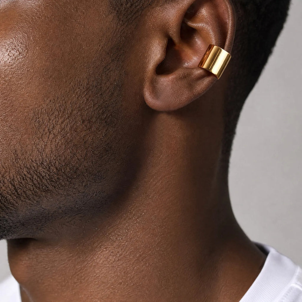 Punk Stainless Steel Ear Bone Clip for Men,Long Short Cube Non Piercing Ear Cuff,Hip Hop Earring Jewelry Gift