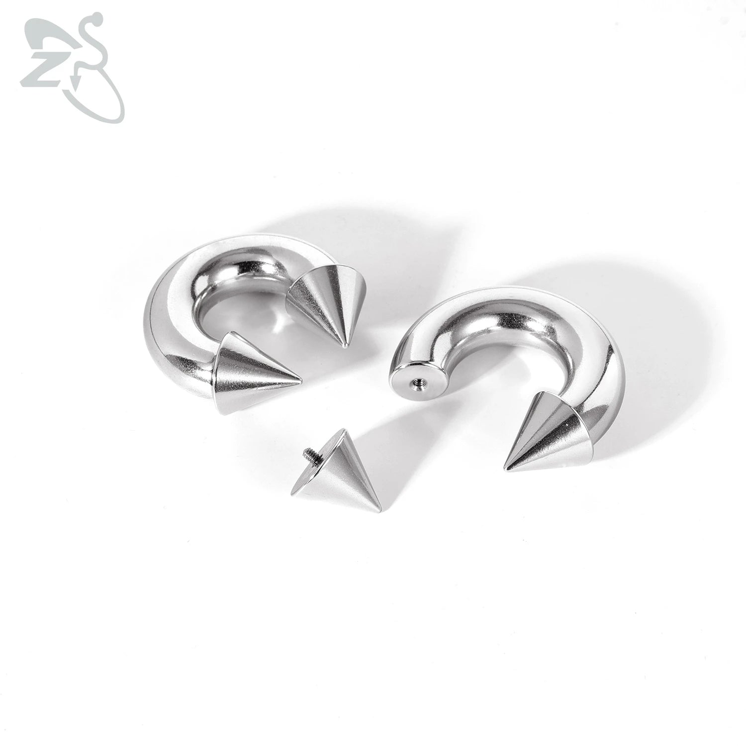 ZS 1 PC 00/0/2/4/6/8G Spike Stainelss Steel Nose Ring For Men Women Punk Large Gauge Septum Piercings Spike Ear Flesh Expander