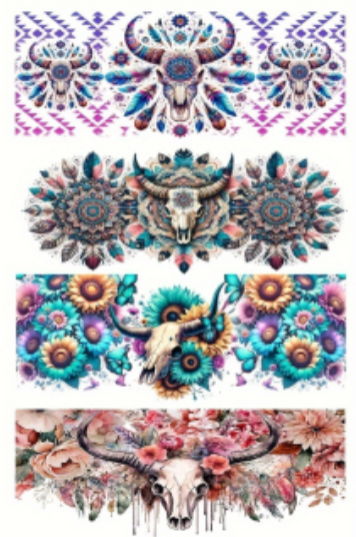 Boho Bull Skull Tumbler Wrap & Glitter Bundle | Twisted Teal