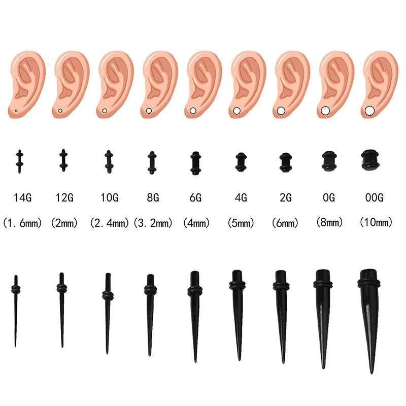50pcs Acrylic Spike Ear Gauges Set - Cone-shaped Ear Stretchers for Cartilage Piercing, Punk Goth Body Jewelry