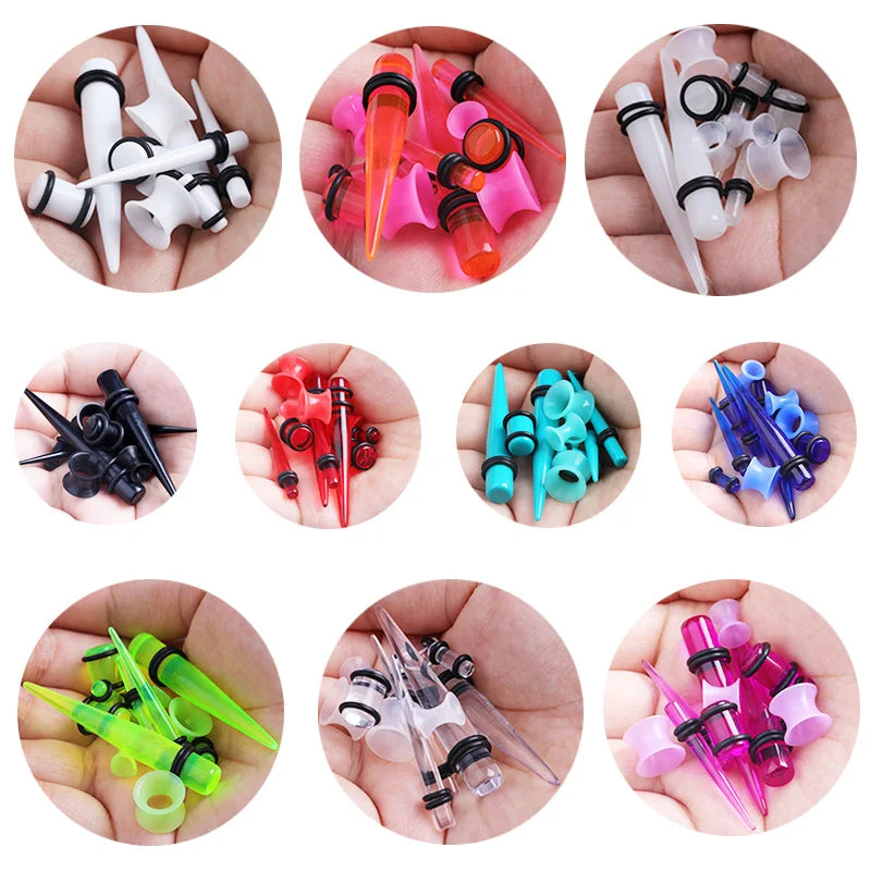 50pcs Acrylic Spike Ear Gauges Set - Cone-shaped Ear Stretchers for Cartilage Piercing, Punk Goth Body Jewelry