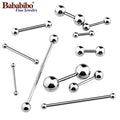 ASTM F136 Titanium Threaded Barbell Bar 6-38mm Body Jewelry Screw-in Tongue Nipple Cartilage Earring 14G 16G Micro Piercing