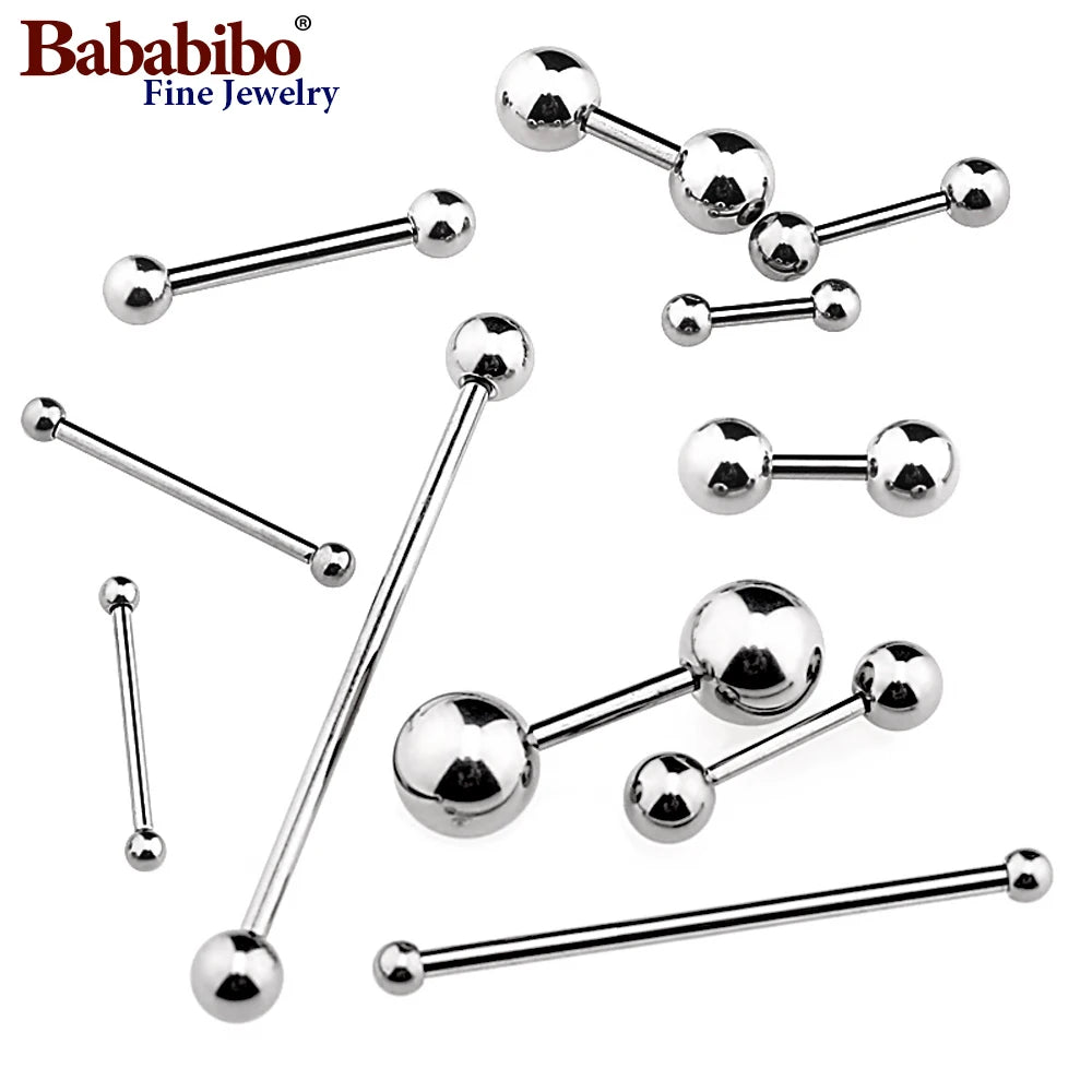 ASTM F136 Titanium Threaded Barbell Bar 6-38mm Body Jewelry Screw-in Tongue Nipple Cartilage Earring 14G 16G Micro Piercing