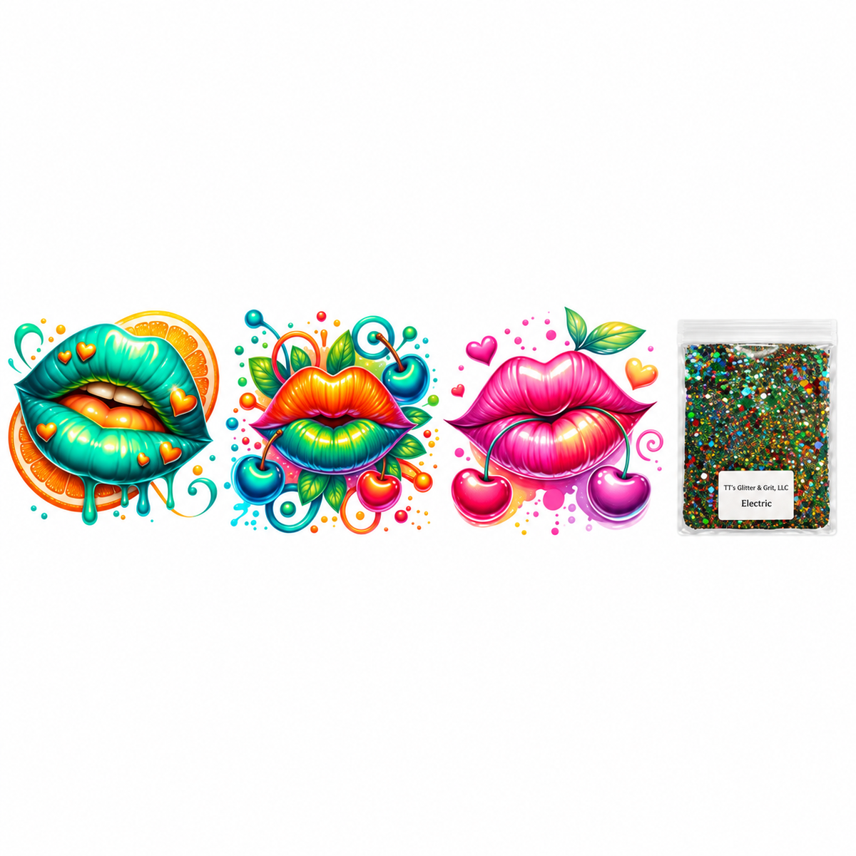 Electric Kiss Tumbler Wrap & Glitter Bundle